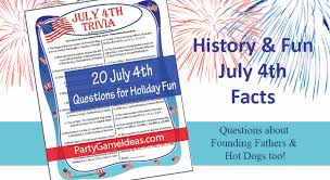 Printable questions and answer sets are rather easy to utilize. 20 July 4th Trivia Questions Party Game