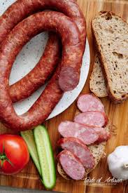 Homemade Smoked Garlic Sausage Taste Of Artisan In 2020 Sausage Making Recipes Smoked Food Recipes Sausage