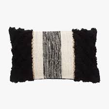 Black And White Striped Lumbar Pillow Our Black Stripe Knit Lumbar Pillow Was Inspired By Vintage National Geographic Photos This Tribal L Beige Throw Pillows Pillow Texture Textured Throw Pillows