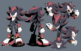 gareki sh, shadow the hedgehog, sonic (series), 1boy, animal ears, black  hair, closed mouth, furry, furry male, gloves, grey background, long hair,  male focus, multicolored hair, red eyes, reference sheet, shoes, sigh,