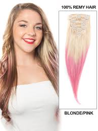 There is a handy video that will show you how to wear the extensions… check it out over on this woman's hair started out blonde, but she decided she wanted to create an ombré look by dying. 32 Inch Pink And Bleach Blonde Ombre Clip In Hair Extensions Two Tone Straight 9 Pieces