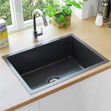 New vanity, top, floor & fixtures. Handmade Kitchen Sink With Strainer Black Stainless Steel