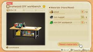 Ironwood Furniture Set How To Craft Get All Items Variations In Animal Crossing New Horizons Diy Workbench Animal Crossing Diy Materials