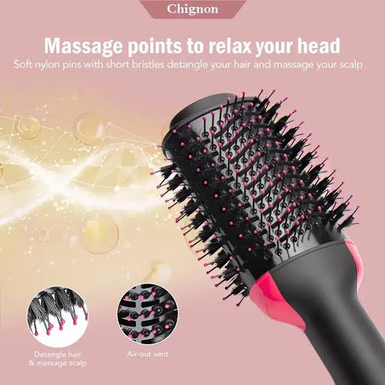 Hot Air Brush – 4-in-1 Hair Dryer, Straightener & Curler | Salon Styler in Pakistan - NovaStore.pk