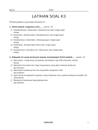 Soal soal ujian sertifikasi ahli k3 konstruksi bangunan. Latihan Soal K3