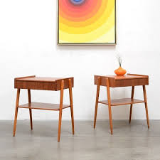 Scandinavian Modern Teak Nightstand Bedside Tables Mid Century Danish Vintage Vintage Bedside Table Mid Century Modern Furniture Teak Nightstand