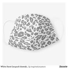 Black And White Cheetah Print Face Mask White Snow Leopard Cheetah Pattern Animal Print Cloth Face Mask Zazzle Com In 2020 Cat Face Mask Snow Leopard Face Mask