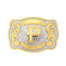 Nocona silver with bull rider rope edge rectangular buckle. Fashion Cowboy Belt Buckles For Men Initial Letters A To Z Western Belt Buckle Gold Amazon Com Au Fashion