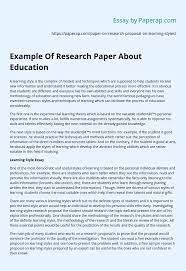 5 concepts you must master. Example Of Research Paper About Education Essay Example