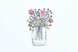 Yellow and white flowers with leaves. Flowers In Mason Jar Flower Drawing Drawings Cartoon Drawings