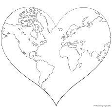 Color my world coloring pages. Heart Shaped Earth Coloring Pages Printable