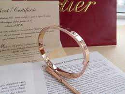 One Nice New Authentic Cartier Love 18k Rose Gold 4 Diamonds Bracelet Size 19 Cartier Love Bracelet Love Bracelets Cartier Love Bangle
