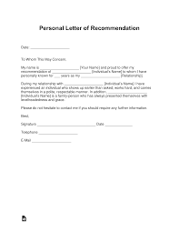 Free Personal Letter Of Recommendation Template For A Friend With Samples Pdf Word Eforms