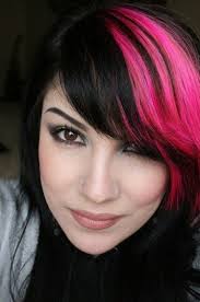 Hot Pink Bangs With Black Hair Pink And Black Hair Pink Hair Multicolored Hair