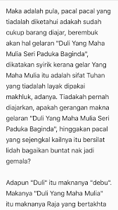 Sahabat Ustaz Don On Twitter Betul Ke Gelaran Duli Yang Maha Mulia Tu Mengatasi Kebesaran Tuhan Baca Ni Guys Rt Utk Selamatkan Kwn Korang Dari Ditangkap Polis Https T Co L2zttkqb89