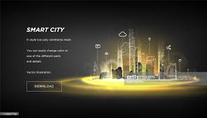 Smart City Low Poly Wireframe On Blue Background City Future Abstract Smart City Interactive Design Wireframe