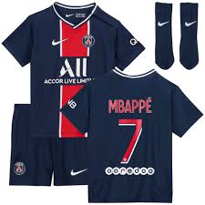 The shade of blue is the same one used on the last few psg home jerseys. Paris Saint Germain Home Stadium Kit 2020 21 Infants With Mbappe 7 Printing