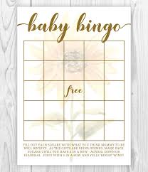 Baby Shower Bingo Blank Bingo Board Baby Shower Bingo Cards Instant Download Sunflower Baby Shower Game Baby Shower Fun Baby Shower Bingo Baby Shower