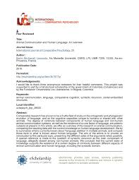 The sound signals allow the animals to distinguish themselves and recognize themselves. Pdf Animal Communication And Human Language An Overview