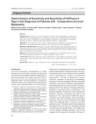 1280 x 720 jpeg 91 кб. Pdf Determination Of Sensitivity And Specificity Of Hoffmann S Sign In The Diagnosis Of Patients With Compressive Cervical Myelopathy