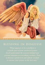 A favor or gift bestowed by god, thereby bringing happiness. Blessing In Disguise Angel Card Meaning Live Reading