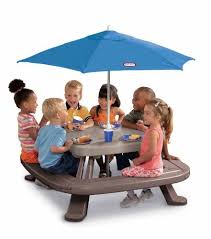 We Seem To Remember That The Kids Table Was A Cheap Card Table In The Kitchen But Things Have Gott Kids Picnic Table Kids Picnic Picnic Table With Umbrella