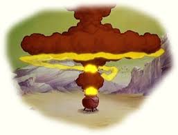 En atompilz entsteet, well d'hëtzt, déi bei der explosioun vun enger atombomm entsteet, d'loe vun der atmosphär verschidde verformt. Atompilz Asterix Archiv Lexikon