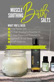 Diy Muscle Soothing Bath Salts Recipe With Essential Oils And Epsom Salt Recipe Bath Salts Recipe Bath Salts Diy Essential Oils Bath