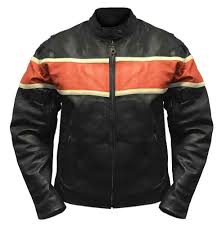 Whether you're going after that classic black leather biker look, or the cool & stylish mesh jacket sport look. Redline Men S Orange Stripe Cowhide Leather Motorcycle Jacket Black M 3200 Wisconsin Harley Davidson