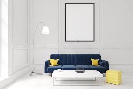 Sofas coffee table lounge upholstery love seat home storage bench decor home decor. Living Room With Poster Dark Blue Sofa And A Coffee Table Stock Illustration Illustration Of Lounge Couch 80840990