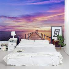 If the pastel colors of sunset will be visible above each wall, apply the deep blue paint to the. Thailand Pier Sunset Wall Mural Blue Purple Sunset Decal