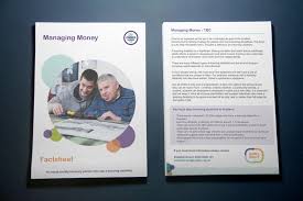 Managing Money Factsheets Double Sided Stationery A4 Flyers Or Leaflets For Marketing Enable Scotland S Managing Money Leaflet Money Advice Brochure Design