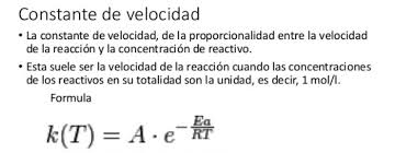 Constante De Velocidad Representa La Proporcionalidad Entre La Velocidad De Reaccion Y Las Variables Que Cinetica Quimica Velocidad De Reaccion Concentracion