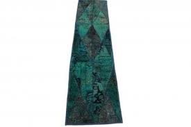 Patchwork kurzflor teppich wohnzimmer moderne vintage optik floral blau türkis. Patchwork Teppich Laufer Turkis In 300x70cm Teppich Turkis Teppich Patchwork