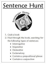 We Re Going On A Sentence Hunt Sentence Activities Types Of Sentences Teaching Writing
