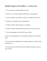 Double Negatives Worksheet 1 Answers