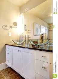 bathroom vanity cabinet with glass
