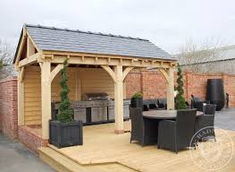 Restaurant Outdoor Kitchen And Dining Area Large Oak Pavilion Oak Gazebo Bbq Shed Outdoor Living Areas