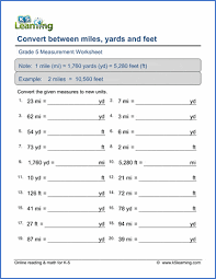 This script will calculate the length of one degree of both latitude and longitude, for a specific latitude. Grade 5 Math Worksheets Convert Lengths Miles Yards And Feet K5 Learning