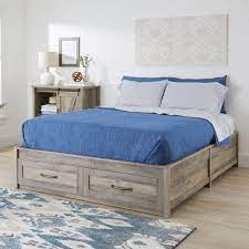 Home furniture bedroom (219) beds (78) nightstands (45). Better Homes Gardens Modern Farmhouse Queen Platform Bed With Storage Rustic Gray Finish Walmart Com Walmart Com