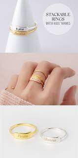 Stacking Mothers Ring Children S Names Ring Mom And Baby Ring Mother And Child Ring Kids Names Mothers Ring Stackable Mother Rings Custom Gold Jewelry
