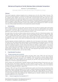 Pdf Mechanical Properties Of Ferritic Stainless Steels At Elevated Temperature