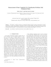 PDF) Measurement of Data Complexity for Classification Problems with  Unbalanced Data