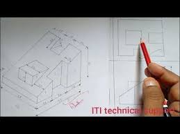 Third Angle Projection Isometric View Orthographic Projection Youtube Orthographic Projection Isometric Autocad Isometric Drawing