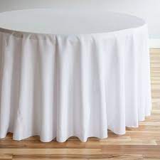 White round tablecloths, white rectangle tablecloths and white spandex table covers for weddings, catering events, corporate parties and other events. Round Tablecloth White Line Textile