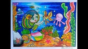 Gambar pemandangan tidak ada hentinya untuk selalu memberikan gambar keindahan mewarnai gambar laut warnai gambar koleksi kumpulan gambar sketsa hitam putih buku mewarnai sebagai contoh cara menggambar dan belajar. Cara Menggambar Dan Mewarnai Pemandangan Bawah Laut Mermaid Gradasi Crayon Oil Pastel Youtube