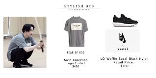Fear of god brand bts. Rest Stylish Bts On Twitter Bts 210131 Bangtan Bomb Suga Fear Of God Nike X Sacai And Chrome Hearts