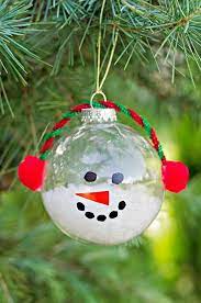 Christmas Snowman Ornament Craft Made With Clear Glass Balls We Love This Simple Craft Ide Diy Christmas Snowman Diy Christmas Tree Ornaments Christmas Crafts