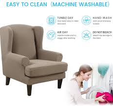 Enjoy free shipping over $35 & browse our selection of accent adding a wingback chair to your living room can be a great way to go. Brown Ele Eleoption Wingback Chair Cover 2 Piece High Stretch Jacquard Fabric Twill Design Wing Chair Slipcover Pure Color Armchair Slipcovers Washable Anti Wrinkle Sofa Cover Furniture Protector Armchair Slipcovers Home Kitchen Cate Org