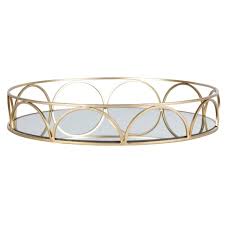 Tablett Rund Aus Glas Und Goldfarbenem Metall Maisons Du Monde In 2020 Tablett Metall Glas